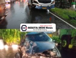 Gagal Menyalip, Bus Sumber Selamat Hantam Sedan dan Motor di Sidoarjo, Dua Korban Patah Tulang